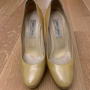 Jimmy choo nude cream patent leather pumps heels